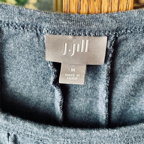 J. Jill 3/4 sleeve stretch knit midi shirt dress seam detail SZ M medium blue - Picture 4 of 9